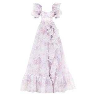 NoneOfUs【Selkie官方授权】白底紫罗兰印花在逃公主连衣裙 礼服