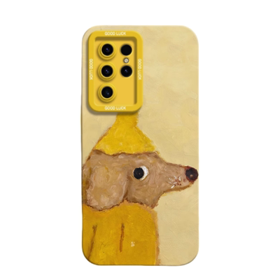 可爱黄帽小狗适用三星galaxyS24手机壳三星S24Ultra保护壳全包瞳眼壳S24+防摔S23Ultra硅胶壳s22男女卡通个性
