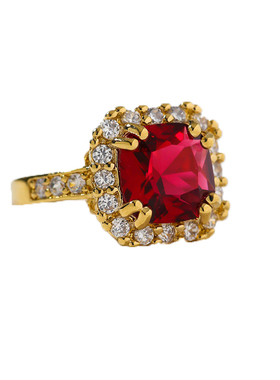 现Vanessa Mooney方形红宝石戒指女复古欧美时尚个性美拉德饰品