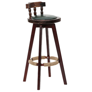 实木吧台椅简约酒吧椅子靠背旋转高脚凳吧台凳前台高脚椅家用凳子