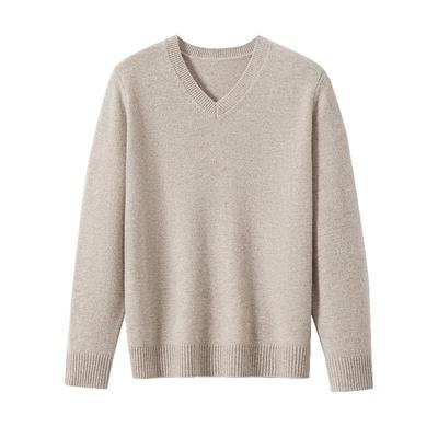 恒源祥大红色纯羊毛衫V圆领小香