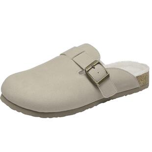 大东棉鞋女鞋2025冬季新款保暖加绒毛毛勃肯鞋半包穆勒拖鞋女0142