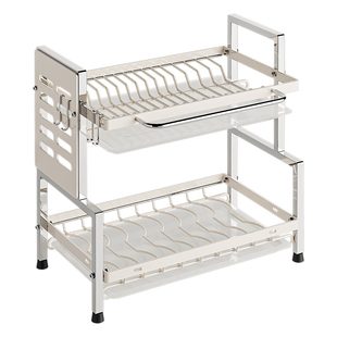 碗架沥水架双层台式碗筷碗碟收纳不锈钢小型碗盘厨房多功能置物架