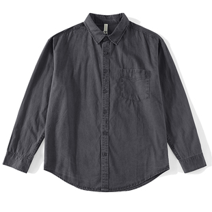 特价 雅痞老钱风100%纯棉衬衣外套男士美式复古宽松长袖衬衫夹克