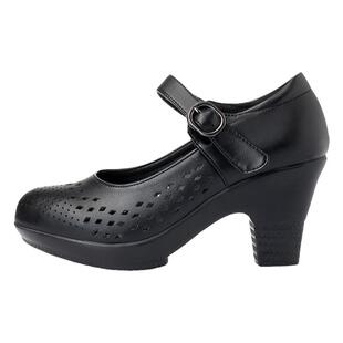 真皮跳舞鞋广场舞蹈鞋交际舞水兵舞中跟高跟春秋夏粗跟凉鞋女鞋