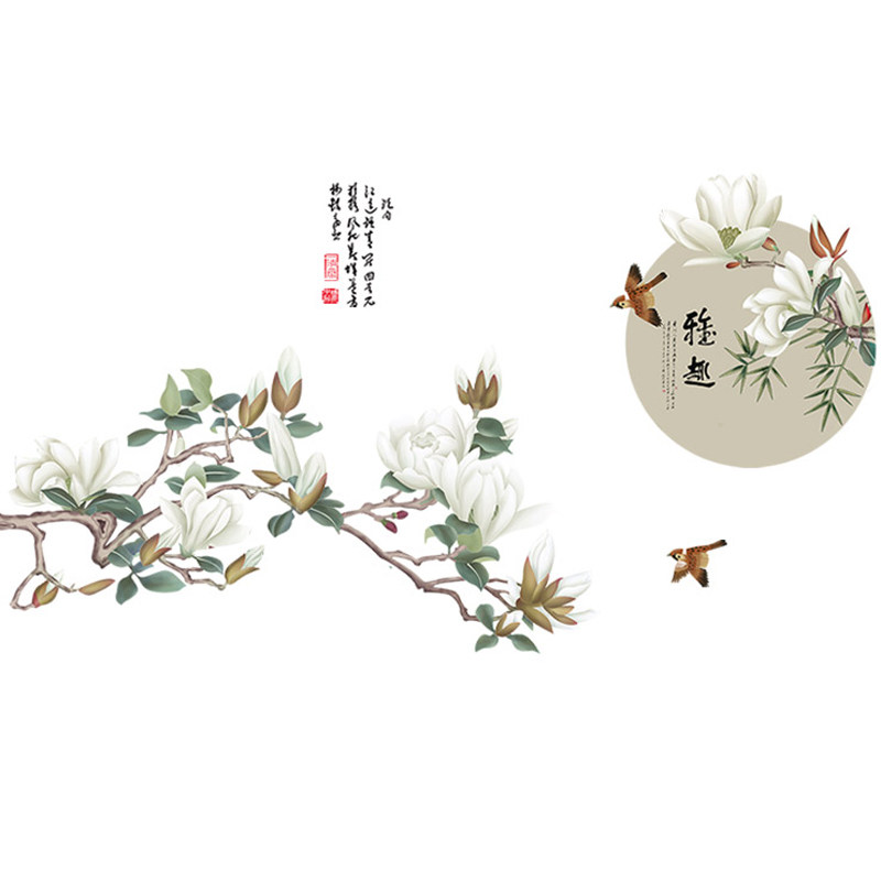 电视背景墙贴纸卧室花鸟墙壁拼贴