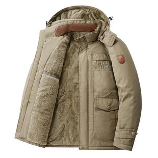 可脱帽加绒加厚棉衣男冬季宽松休闲外套多口袋棉袄抗寒中长款棉服