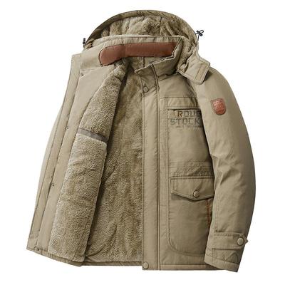 冬季加绒棉衣男中年宽松大码