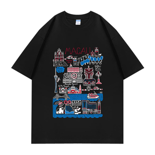 澳门塔周边新葡京摩珀斯银河酒店中银大厦妈阁庙短袖T恤衣服半袖
