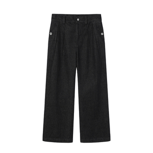 芸蚁〔铁轨〕13盎司赛络纺丹宁明褶结构直筒牛仔长裤 软硬兼施