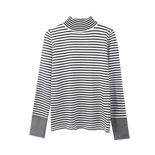 半高领毛衣女2024秋冬新款修身打底衫洋气内搭黑白条纹上衣针织衫