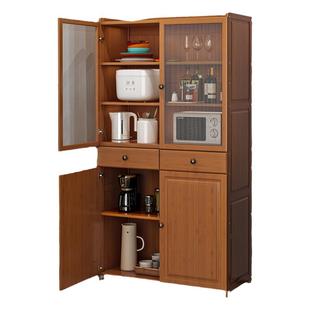 全竹餐边柜简约碗柜家用厨房老式菜柜碗橱靠墙大容量茶水储物柜子