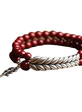 朱砂手链女高含量朱砂原创设计朱砂手串桃木手串招财转运珠助睡眠