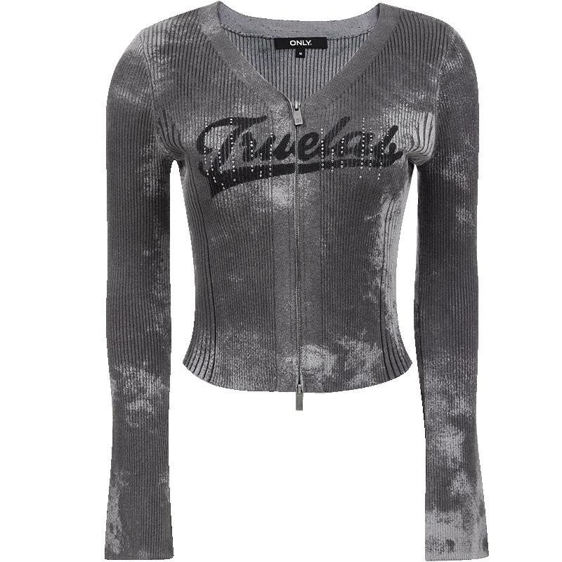 ONLY辣妹V领双向拉链开衫针织衫