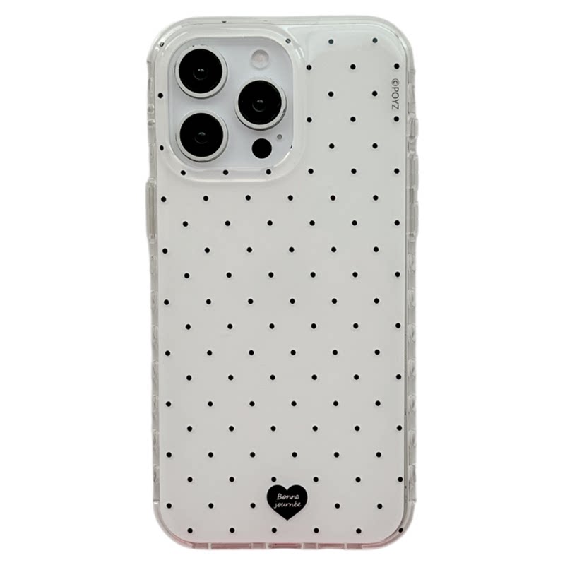 MoreRex 韩系简约高级感纯色波点爱心挂坠适用苹果16手机壳iphone17promax新款14双层13防摔保护套16pro女款