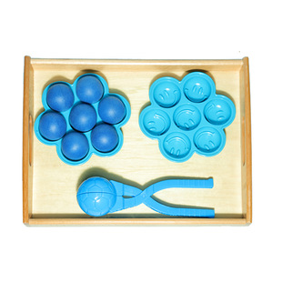 蒙氏早教双手夹球运球送球回家儿童手眼协调日常生活教具抓握训练