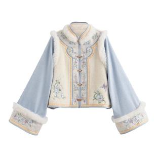 森女部落温柔风原创重工绣花假两件保暖马甲2026新款过年套装女冬