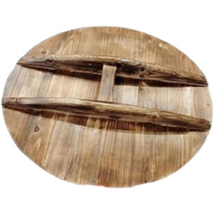 双粱纯实木锅盖碳化实木头汤锅盖老式圆形家用木质大锅盖加厚缸盖