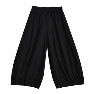 小众设计感黑色阔腿裤花苞裤春夏薄款宽松显瘦七分裤灯笼裤女裤子