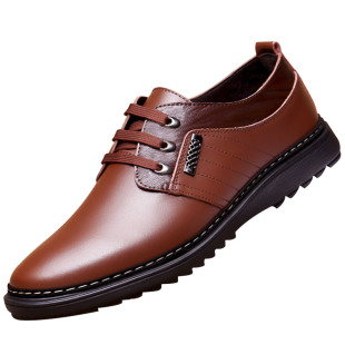 真皮休闲皮鞋男士商务正装牛皮男鞋2026新款潮流百搭棕色鞋子男款
