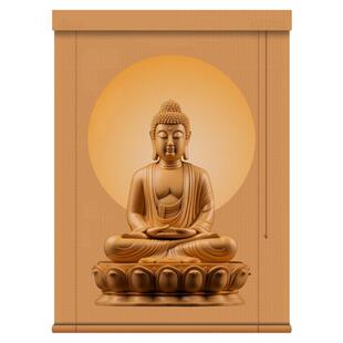 佛龛遮挡帘家用免打孔中式佛堂挡供桌防尘隔断遮挡卷拉式门帘卷帘