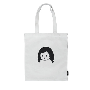 造物集便携卡通帆布单肩包纵向大号白色帆布包大学生女手提袋子