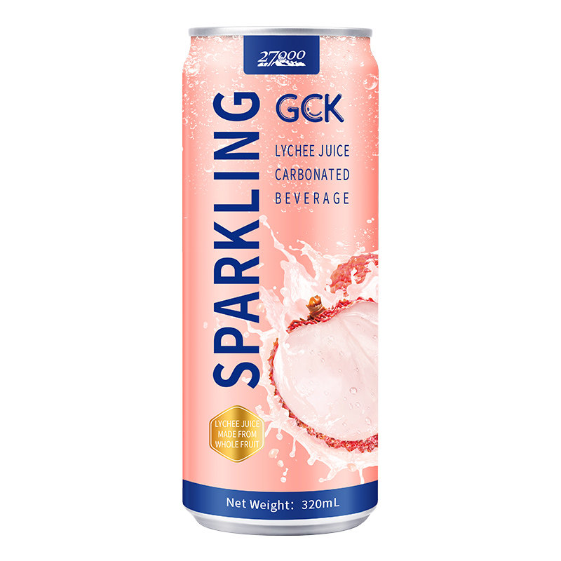 27000 GCK进口荔枝味气泡果汁320ml*12罐*3箱0脂肪休闲果汁饮料