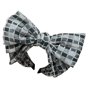 复古格子蝴蝶结发箍女高级感洋气时尚发卡高颅顶日常外戴洗脸头箍