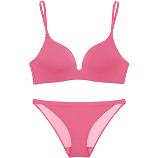 好奇蜜斯性感无痕内衣女聚拢小胸显大无钢圈防下垂文胸罩套装黑薄