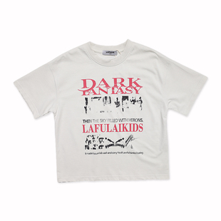 啦芙莱童装2025夏新款字母印花上衣男女童洋气破洞短袖T恤潮 9982