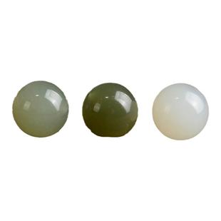 和田玉单珠清水湖水绿青白玉石老料圆珠天然手串diy配件文玩配饰