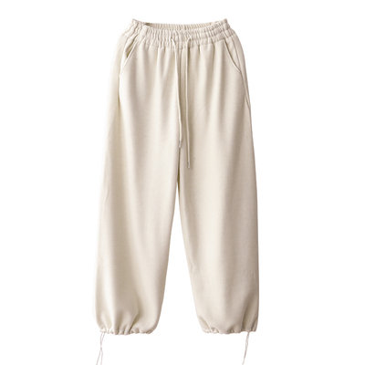 小耳出品人棉混纺松紧腰直筒裤