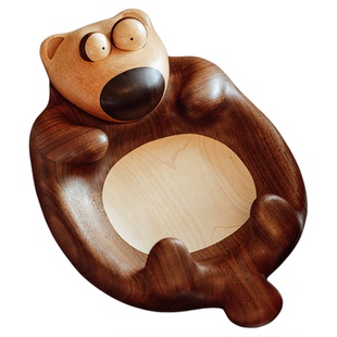 海獭先生原创胡桃木轻奢高端果盘创意家用收纳盒零食糖果干果盘