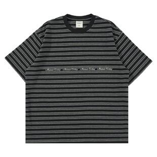 Mentmate 25SS 日系高质感定织条纹圆领短袖男 夏季简约百搭T恤衫