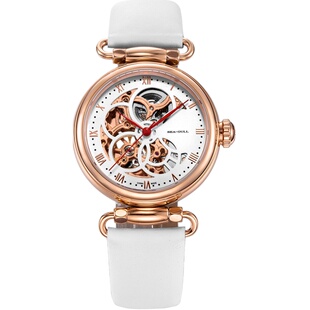 正品海鸥表女士手表全自动机械表镂空女表时光女神玫瑰花盒6002L