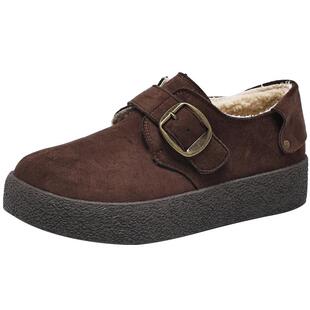 大东勃肯鞋女鞋2025冬季新款加绒保暖深口鞋厚底保暖魔术贴鞋