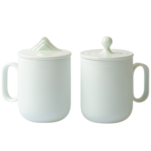 山水情侣对杯礼品装景德镇手工陶瓷马克杯带盖办公杯高颜值水杯子