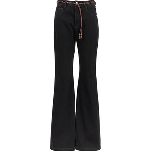 ONLY2026春季新款摩登感珠饰腰带高腰弹力舒适修身微喇叭牛仔裤