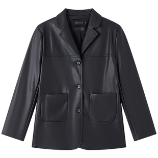 Halo Luu复古黑色皮衣外套女西装2026新款春季爆款韩系休闲高级感