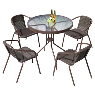 户外桌椅组合庭院休闲茶桌椅套装露天阳台花园铁艺餐桌椅室外摆摊