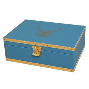 复古高档饰品收纳盒保险柜珠宝首饰盒带锁桌面储物盒密码百宝箱子