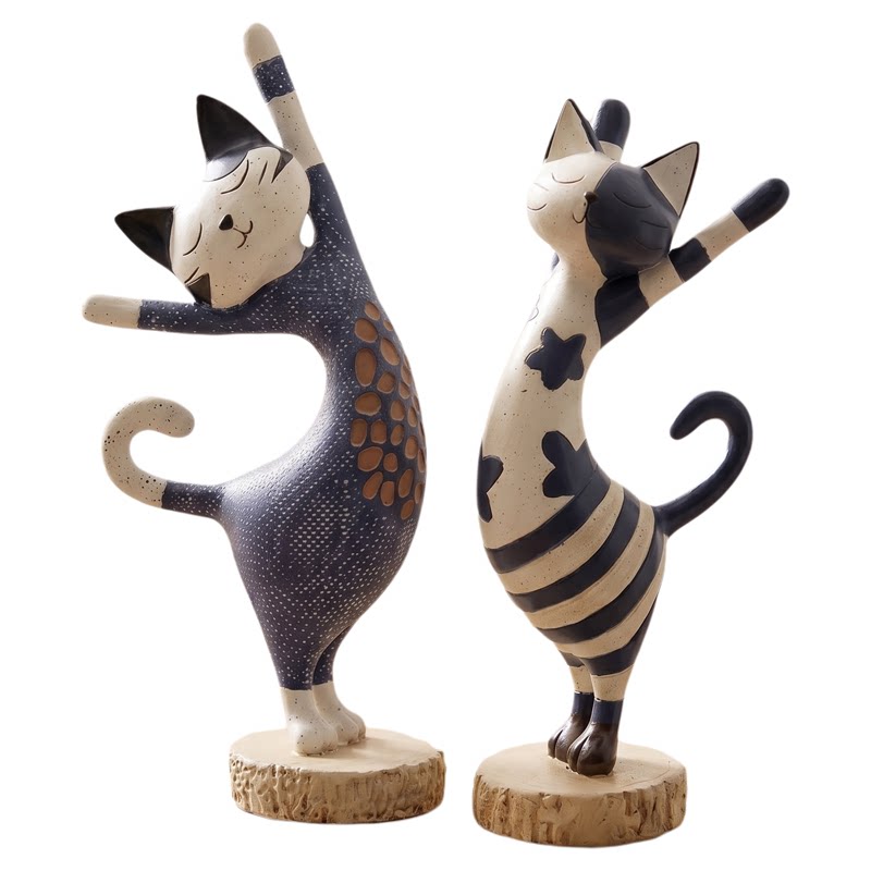 中古风猫咪艺术摆件设计感小众创意玄关斗柜软装饰品改造房间好物
