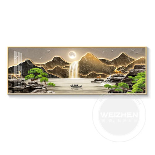 流水生财led灯轻奢客厅装饰画沙发背景墙挂画壁画简约现代高级感