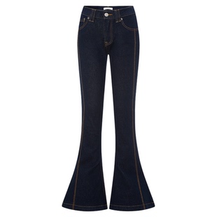 MOUSSY 秋季新品休闲风明线拼接修身微喇牛仔裤028ISB12-1001