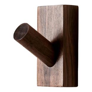 实木挂钩壁挂免打孔入户玄关黑胡桃挂衣钩试衣间衣帽门后墙上粘钩