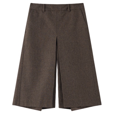 春英伦复古威尔士格纹羊毛裙裤