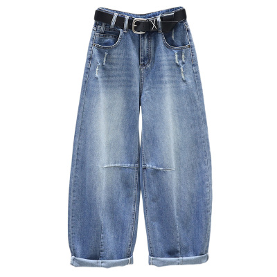 2026春夏浅蓝色哈伦裤牛仔裤女