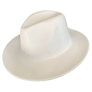 法式高级羊毛礼帽女秋冬简约白色宽檐爵士帽气质优雅显脸小帽子女