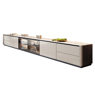 实木岩板电视柜茶几组合2025新款家用客厅轻奢高级感落地电视机柜