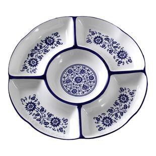 五果盘卤水拼盘子水果拼盘五格盘子点心拼盘小吃盘纯白陶瓷冷菜盘